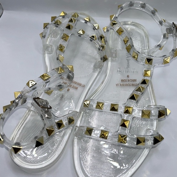 Clear Sandals with Gold Studs - Picture 2 of 4